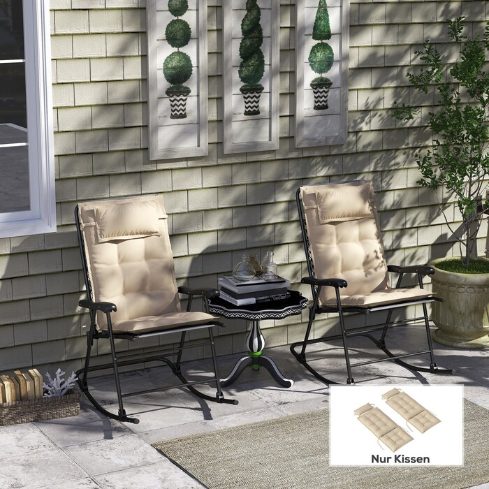 Набір з 2 подушок для шезлонга, водовідштовхувальні, розміром 50x116x5 см, бежевого кольору. Ідеально підходить для садових шезлонгів.