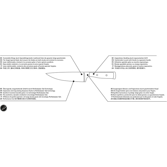 Набір ножів WMF Grand Class 6-частинний з бруском, нержавіюча сталь, Made in Germany