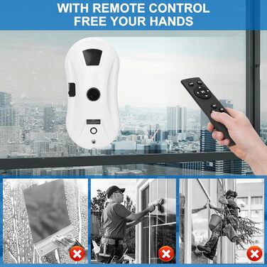 Робот для миття вікон Umelee з функцією розпилення води, 2800 Па, 10 мікрофібрових серветок, для внутрішніх та зовнішніх вікон