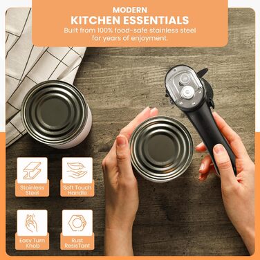 Нержавіюча сталева відкривачка для банок Bellemain з ергономічною ручкою | Безпечний зріз, ідеальна для дому та ресторанів