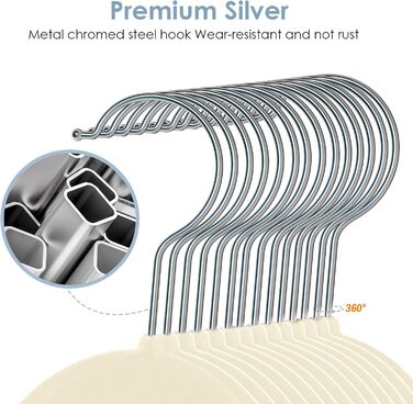 Набір з 6 вешалок для штанів DUDUCOFU з оксамитовим покриттям, ABS пластик, бежевий колір