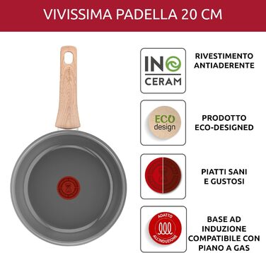 Сковорода Lagostina Vivissima 20 см з керамічним покриттям, з довгою ручкою, для всіх типів плит, включаючи індукційні