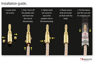 Штекери-банани Nakamichi 24K з позолоченим покриттям 4мм для колонок/підсилювачів, що загвинчуються, 10 шт. (5 пар)