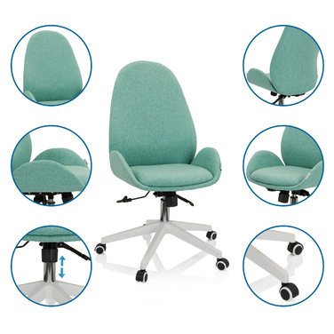 Офісне крісло AVEA I з тканини кольору аква