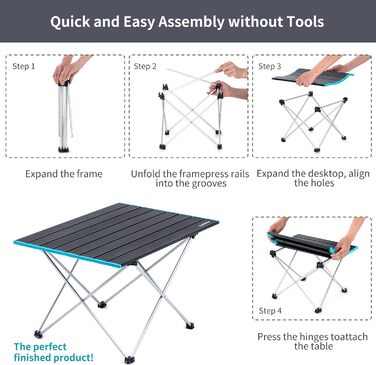 Розкладний стіл для кемпінгу Naturehike, алюмінієва стільниця, водонепроникний, портативний, легкий, для їжі, приготування їжі, пікнік, на відкритому повітрі, риболовля (чорний маленький)