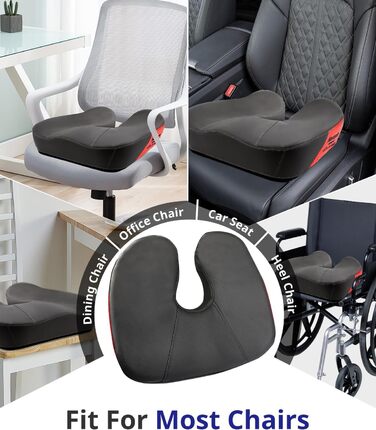Велике сидіння з піною з пам'яті, ергономічна подушка для офісного крісла для полегшення тиску, подушка для полегшення болю в ішіасі з протиковзкими гумовими точками, дихаюча подушка для ігрового крісла (чорний)