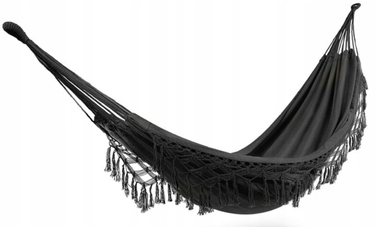 Двомісний гамак SandTropic чорний, тканинний, з металевим стійкою-каркасом, навантаження до 220 кг