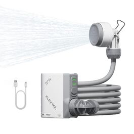 Портативна душова кабіна FLEXTAILGEAR Tiny Shower з помпою, 2.2м шланг, USB-C зарядка та 2 режими економії води, для відпочинку, подорожей, саду, пляжу та тварин