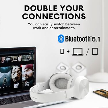 Накладні навушники Edifier W800BT Plus Bluetooth, CVC 8.0, 55h, мікрофон, керування APP, білий