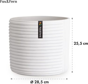 Горщик для квітів Fox & Fern Großer 30,5 см – стильний горщик з якісного полістоуну з 3D-текстурою та дренажним отвором. Великий горщик для дому (білий)
