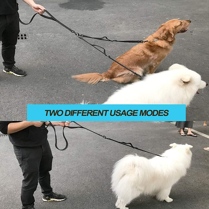 Повідець для собак PetBonus подвійний повідець для 2 собак, що не плутається поводок для собак середнього розміру і великих собак, регульований світловідбиваючий повідець для собак з 4 зручними м'якими ручками (кольору хакі)
