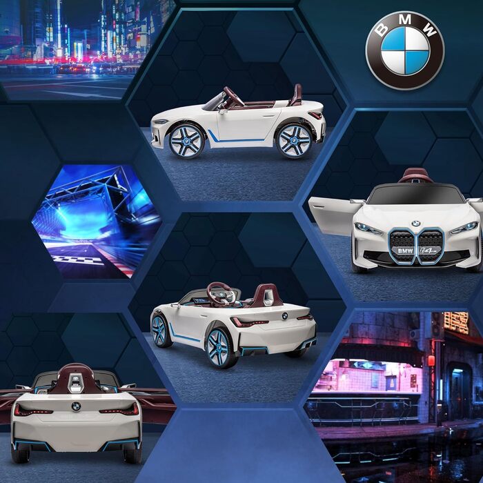 Дитячий електромобіль HOMCOM BMW з пультом, фарами, MP3, білий, 3-5 км/год, для дітей 3-5 років