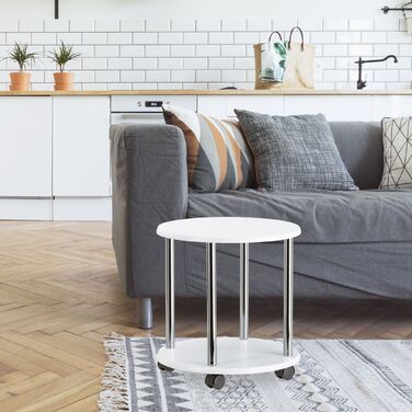 Зручний приставний столик Relaxdays на коліщатках з двома ящиками