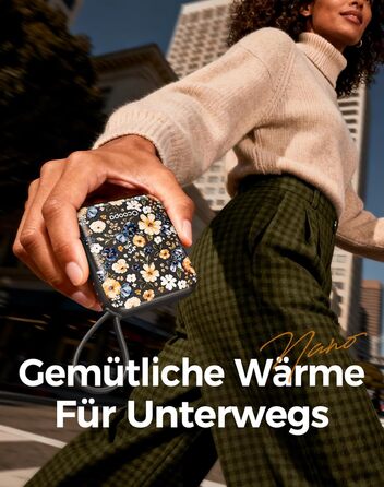 Електричні грілки для рук Ocoopa 2 шт., багаторазові, 4000mAh, USB, 3 режими нагріву, до 52°C, подарунок, для зимових видів спорту, подорожей та активного відпочинку, UT5 Nano Wiesengeflüster (Ocoopa x Artist Edition)
