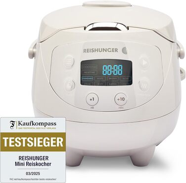 Рисоварка Reishunger 0.6л, сіра | 2-3 особи | З функцією підігріву, таймером та преміум-покриттям | Мультиварка, пароварка, 8 програм, 7-фазна технологія