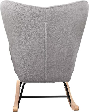 Крісло-гойдалка Liuyoyo з високою спинкою, м'яке крісло з оббивкою, для спальні, офісу, читання, сучасний дизайн (Рожевий, Світло-сірий)