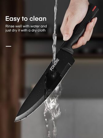 Набір ножів FOHERE 13 предметів з точилкою: якісний набір кухонних ножів з нержавіючої сталі з точилкою та підставкою, чорний граніт