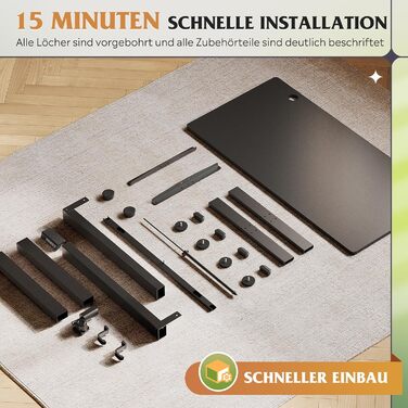 Регульований стіл Devaise 120x60 см з пам'яттю положення, для офісу, білий/чорний