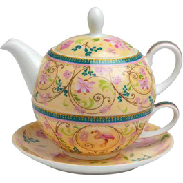 Чай TeaLogic для однієї Емми - Набір з чашки (250 мл) і чайника (500 мл) Чай для одного з мотивом фламінго - Чайна логічна кружка Bone China