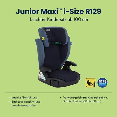 Автокрісло Graco Junior Maxi i-Size R129 для дітей 100-150 см, 3,5-12 років, блакитне