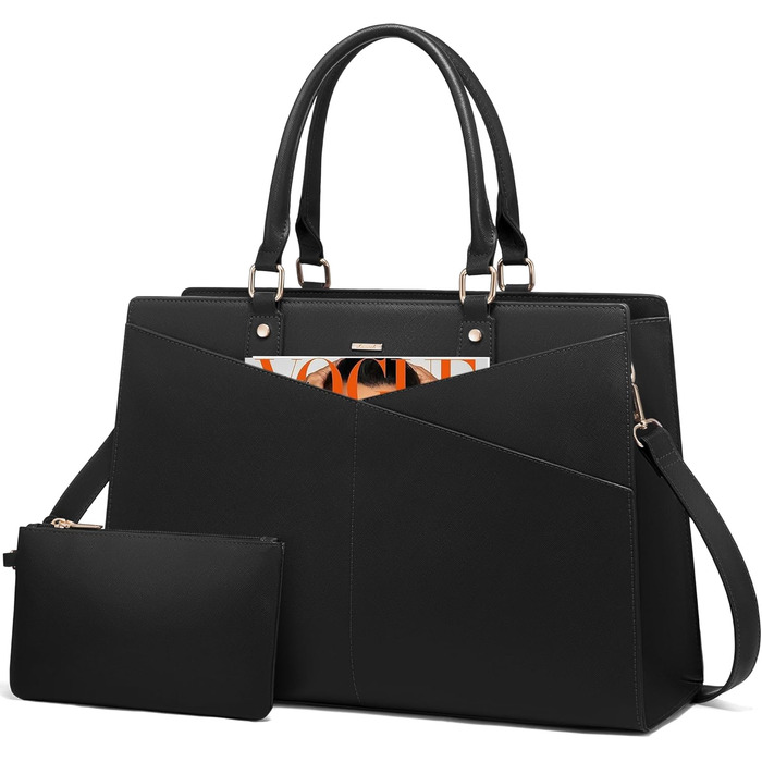 Сумка для ноутбука LOVEVOOK: жіноча сумка-шоппер, велика, для роботи, навчання, офісу, бізнесу, 15.6 дюймів, чорна