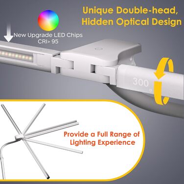 LED настільна лампа EYOCEAN 24W з гнучкою ніжкою та сенсорним керуванням для роботи, читання та дизайну, 80 см, білий колір