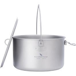 iBasingo 2.9L Титановий туристичний посуд з великою місткістю - казанок для кемпінгу, легкий похідний набір для приготування їжі, кухонні аксесуари з складною ручкою для 1-3 осіб (Ti2045C)