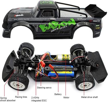 Радіокерований позашляховик FISCA 1/16 4WD Drift RC Автомобіль 2.4GHz 20MPH (SG-1603) - Швидкісний баггі для бездоріжжя