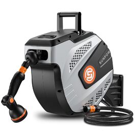 Шланг для поливу SUNPOW RollUp 25м з автоматичним змотуванням, настінний, сірий, з 10 функціональними розпилювачами