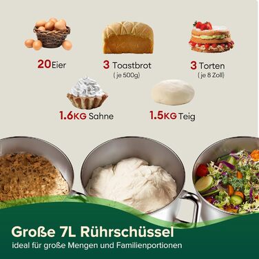 Кухонна машина Chefree M500 Profi: планетарний міксер 7л, 1800W, LED-дисплей, 10 швидкостей, 3 насадки (міксер, віночок, гак)