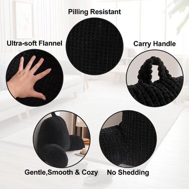 Крісло-мішок Holawakaka для дорослих з підлокітниками та спинкою, чорний, великий - для читання, відпочинку та роботи за ноутбуком