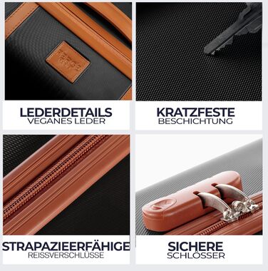 Набір валіз FERGÉ Milano 5-ти частинний (3 розміри) + сумка + органайзер - чорний