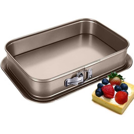 Форма для випічки Notcilgias прямокутна, роз'ємна, для чізкейку, тирамісу, антипригарне покриття, нержавіюча сталь (золото)