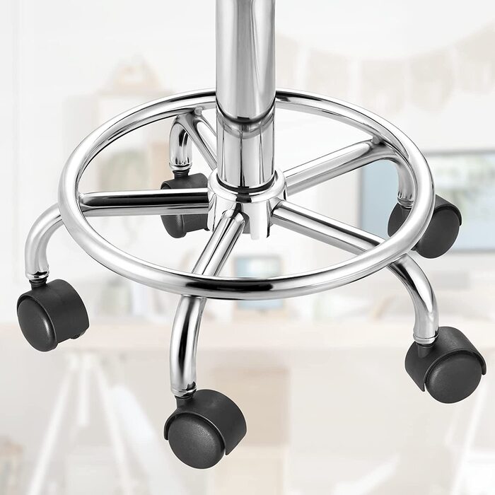 Стілець на коліщатках Casaria з регульованою висотою 0 см, набивка, поворотний на 360C, підставка для ніг на 5-65 см, кухонний офісний стілець, офісний стілець, що обертається стілець, табурет (2, сірий)
