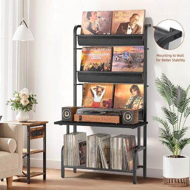 Підставка для програвача та вінілових платівок на 300 альбомів (чорний)