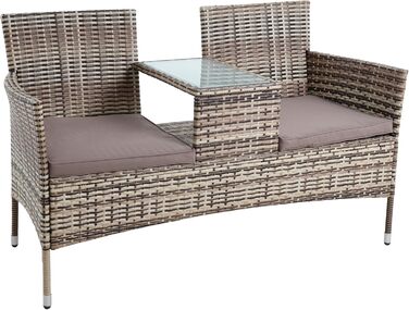 Садові меблі ESTEXO з ротангу: Лавка-диван 2-місна, комплект для саду та балкону, бежево-коричневий