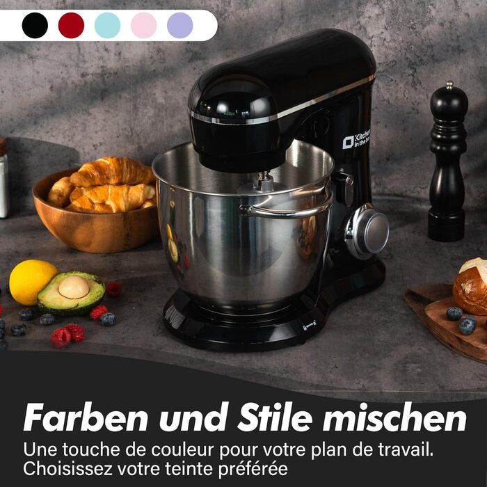 Кухонний комбайн Kitchen in the Box: 6 л, чорний, 10 швидкостей, з місткою чашею 6 л, набором насадок (міксер, гак для тіста, вінчик)