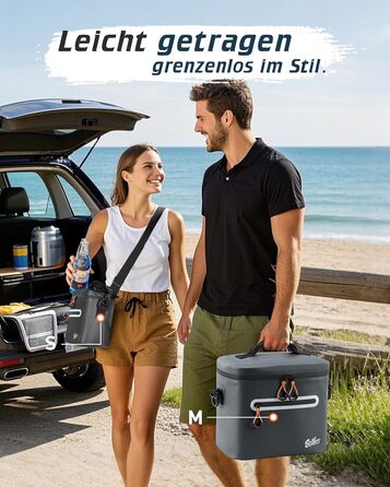 Термосумка-холодильник 14л ізольована водонепроникна темно-сіра для кемпінгу, пікніка, пляжу та грилю