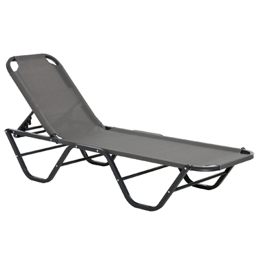 Outsunny Шезлонг Beach Lounger 5-ярусний Alu Garden Lounger Relax Lounger Texteline Grey Black 163x58.5x91см для саду та тераси