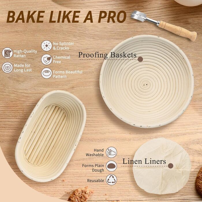 Набір для закваски: повний комплект з банкою, формами для перевірки закваски (9 дюймів кругла, 10 дюймів овальна), 18 аксесуарів для випічки, подарунок для професіоналів та домашніх пекарів