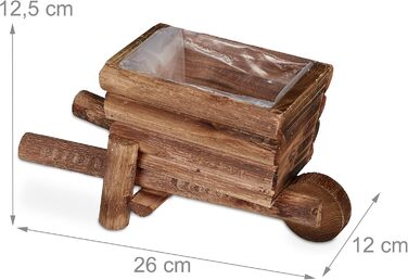 Набір з 2 дерев'яних вагончиків для квітів Relaxdays, 12.5 x 26 x 12 см, декор для саду