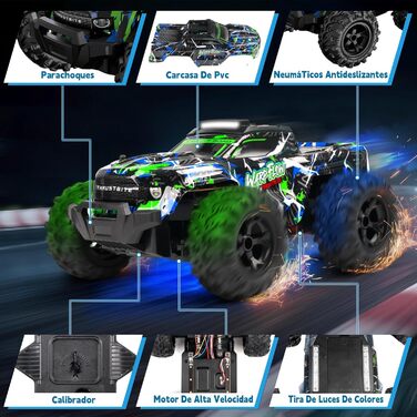 RC Автомобіль 1:18 на радіокеруванні, 25 км/год, LED підсвічування, позашляховик, 2.4 GHz, зелений, з пультом та 2 акумуляторами для хлопчиків від 3 років