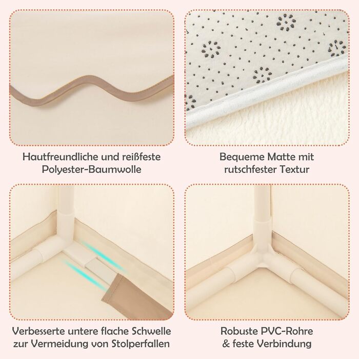 Дитячий намет DREAMADE з гірляндою та килимком, Тіпі, ігровий будиночок з вікнами, для хлопчиків та дівчаток, для дому та вулиці (Бежевий + Кофе)