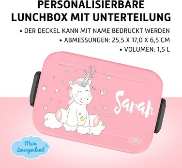 Л, Take a Break Large Bento ланч-бокс з відділеннями, персоналізований з іменем, коробка для їжі з роздільниками в кольорі Nordic Pink (макс. 50 символів), 1,5