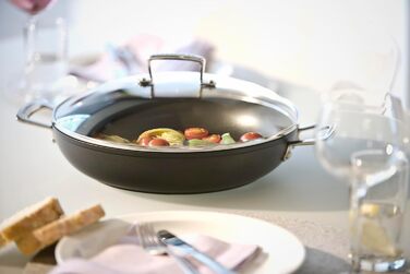 Пан з антипригарним покриттям Le Creuset, Ø 30 см, з кришкою, для всіх типів плит (в т.ч. індукційних), алюміній, сірий/срібний