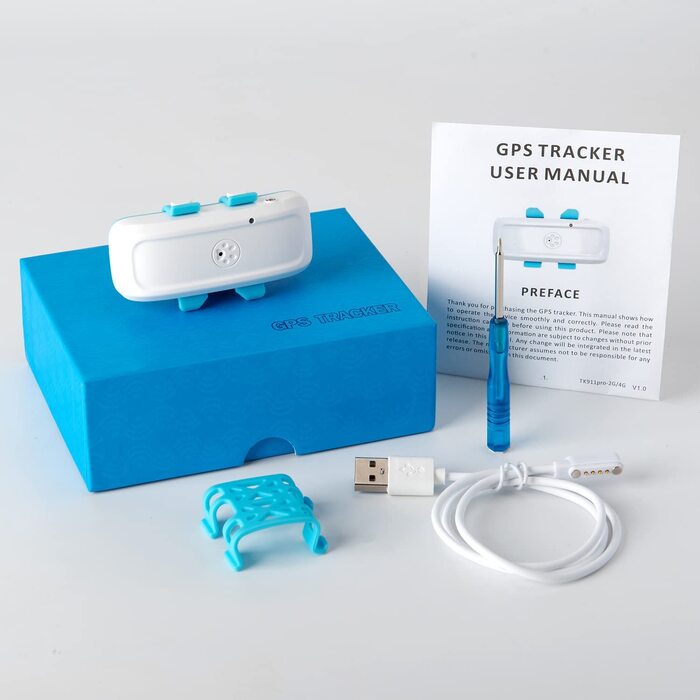 Трекер для собак без підписки з безкоштовним додатком, GPS-шукач з нашийником для собак, водонепроникний IP66 GSM GPRS-трекер (TK911Pro-4G)