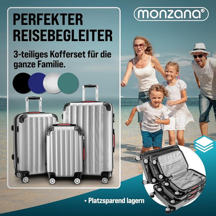 Набір валіз Monzana® 3шт (зелений) M-L-XL з замком, органайзером та вагами - зручний дорожній набір