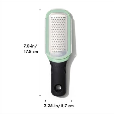 OXO Good Grips Терка для овочів з контейнером для збору – з нержавіючої сталі, для імбиру та часнику, срібна/чорна