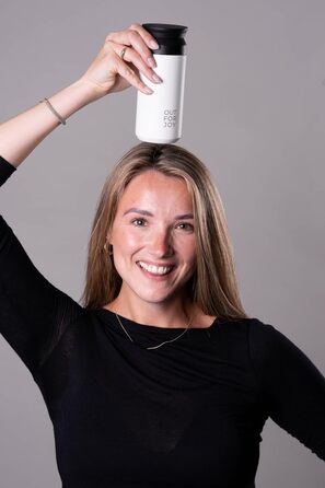 Термокружка з нержавіючої сталі 350 мл | Термокружка для кави та чаю на винос | З подвійними стінками, ізольована, не протікає | Подорожна термокружка | Зберігає тепло до 4 годин / холод до 8 годин (Білий Шовк)