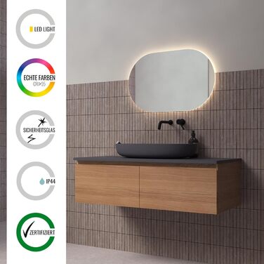 Дзеркало для ванної кімнати Loevschall з LED підсвічуванням, овальне, 80x50 см, регульоване, настінне